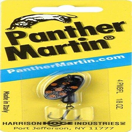 Panther Martin InLine Spinner, 4, 18 Oz, Spotted Black With Fluorescent 4PMBFL